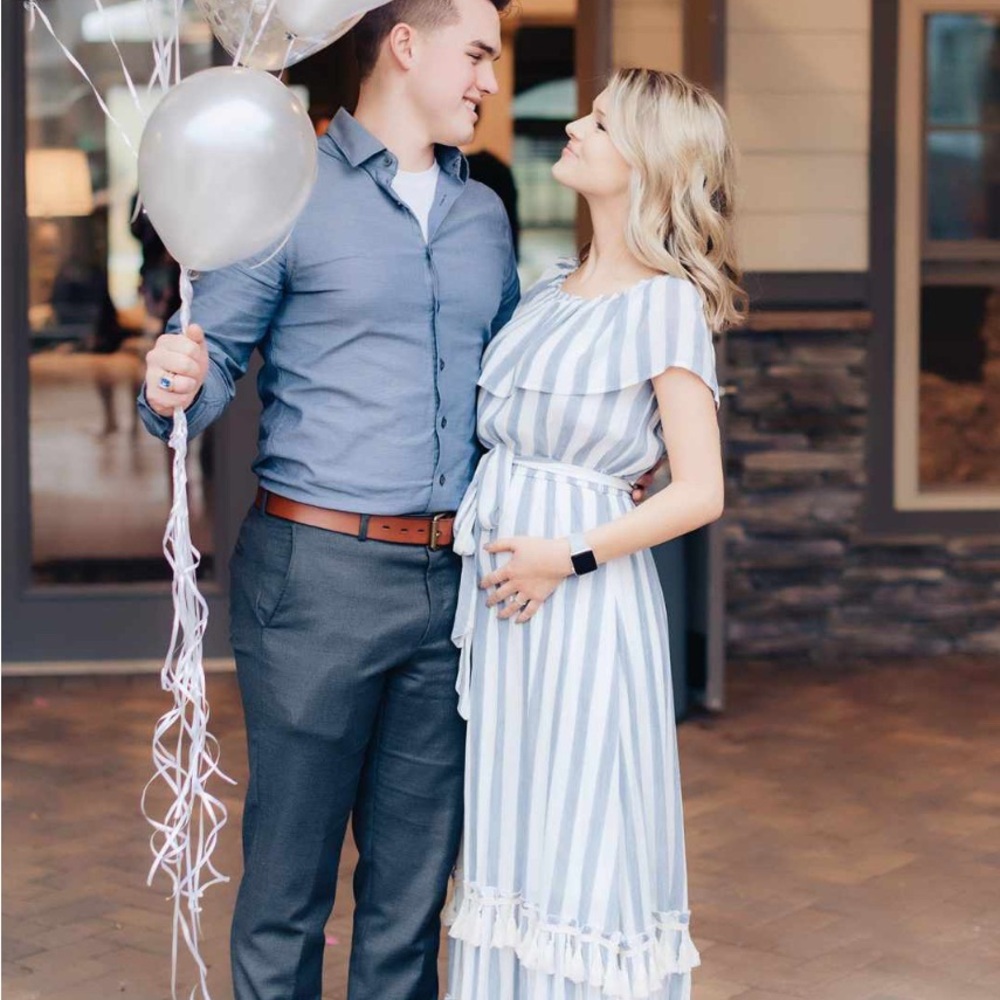 Altar'd State Blue and White Textured Dress